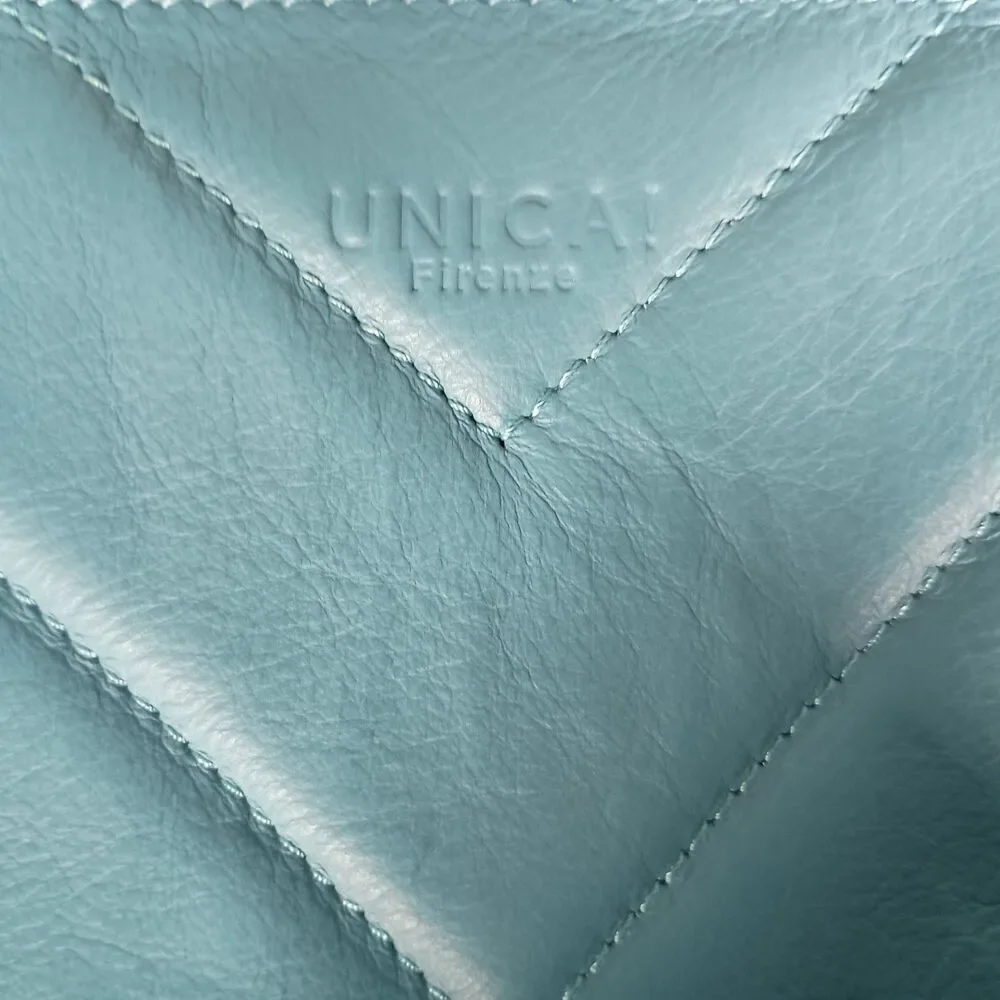 Unica! Firenze Tote Shoulder Crossbody Bag Blue Leather Made in Italy